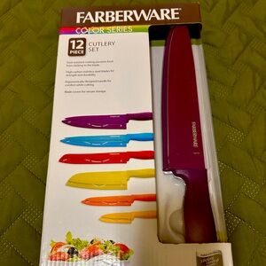 Farberware 12-Piece Non-Stick Resin, Dishwasher-Safe Kitchen Knife Set